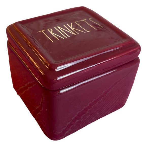 RAE DUNN Set of 2 Jewelry Boxes - Trinkets and Treasures Ceramic Box Set NEW - Picture 6 of 16